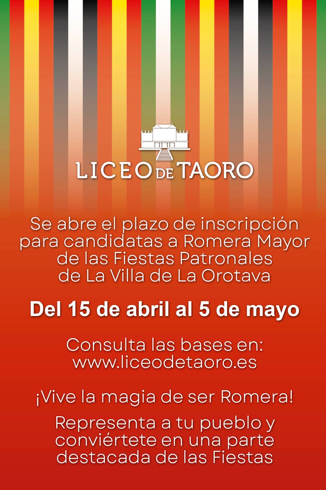 Inscripción Romera Mayor de las Fiestas Patronales de La Villa de La Orotava.