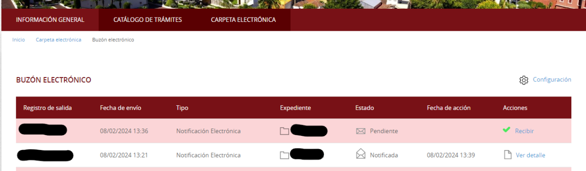 Acceso a la notificación
