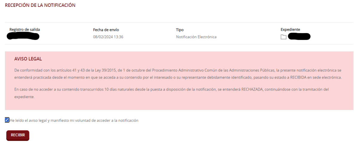 Recibir notificación