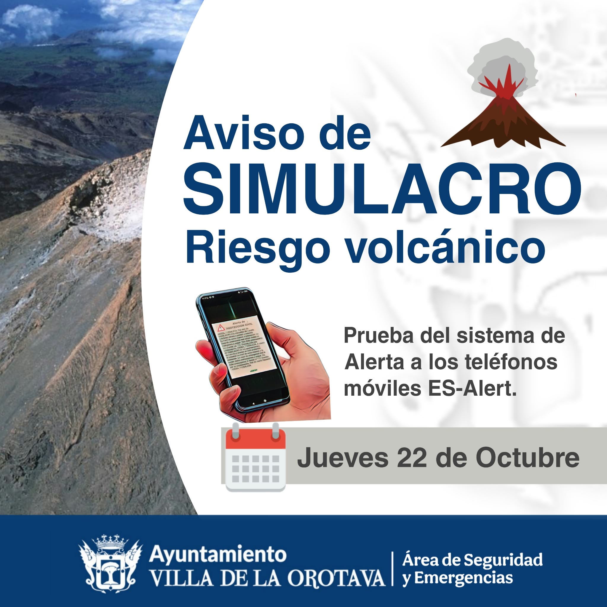 Aviso de simulacro riesgo volcánico
