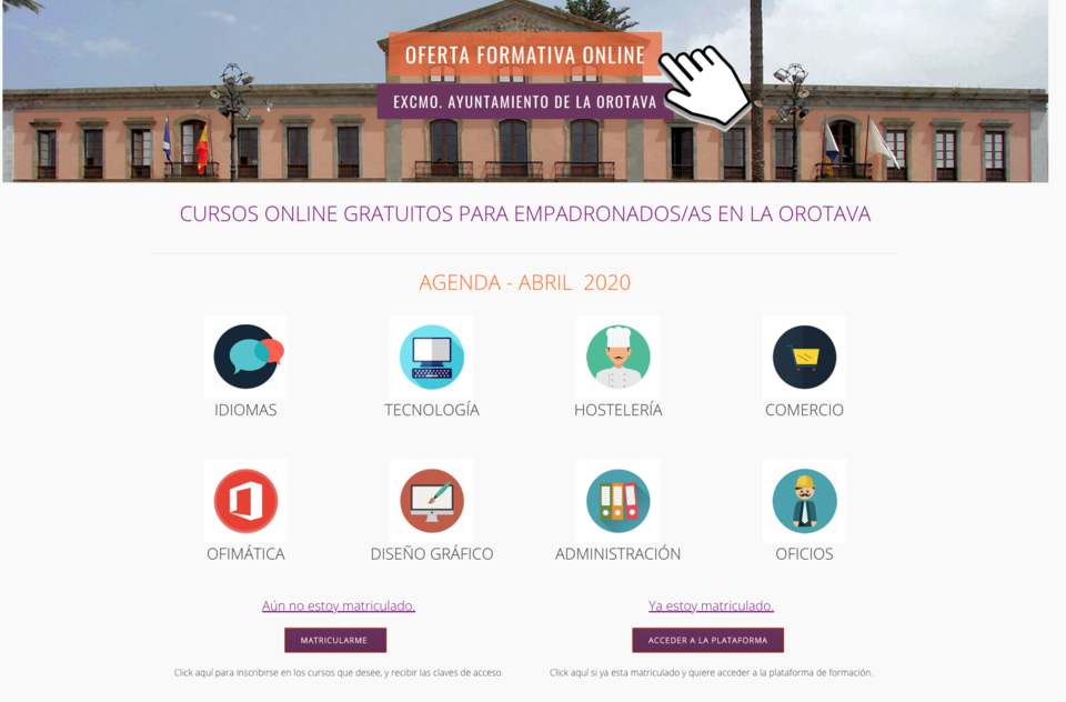 El Ayuntamiento de La Orotava ofrece un centenar de cursos online
