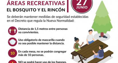 Este sábado se abren las áreas recreativas de El Bosquito y El Rincón