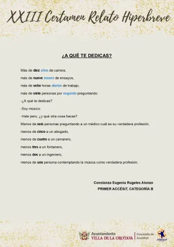 (7) Primer accésit Categoría B - Constanza Eugenia Rugeles Alonzo (A qué te dedicas)