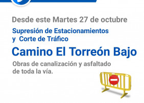 Aviso Corte de Tráfico Camino El Torreón Bajo