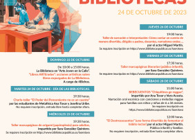 cartel del programa del día conmemorativo de las bibliotecas