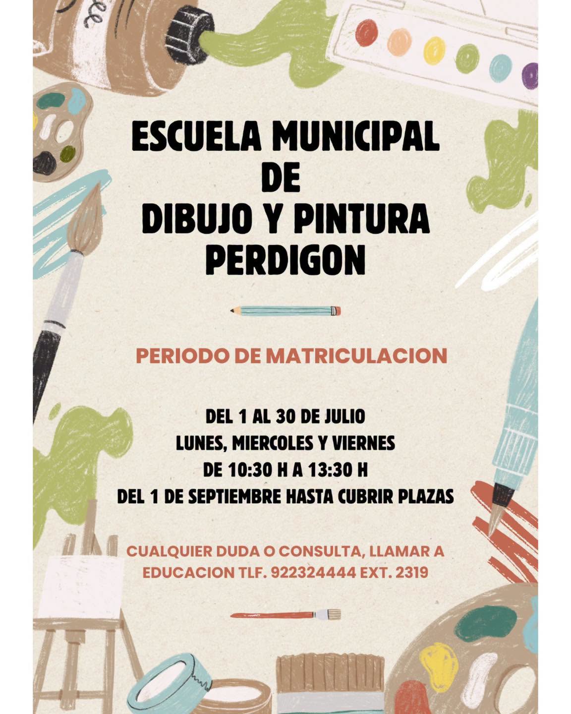 periodo de matriculación de la Escuela Municipal de Dibujo y Pintura de La Perdoma