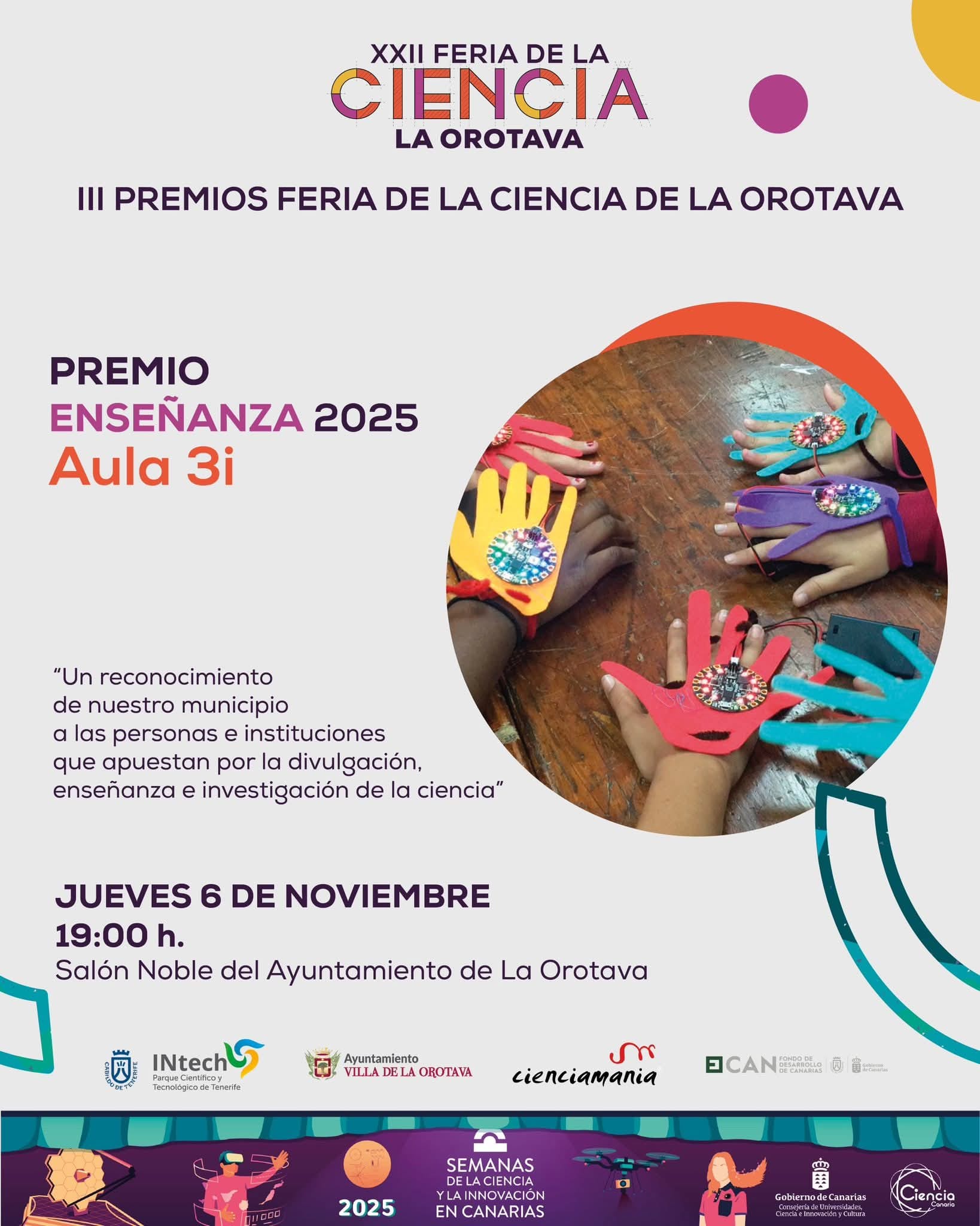 Acto de entrega de los III Premios Feria de la Ciencia La Orotava 2025 ...