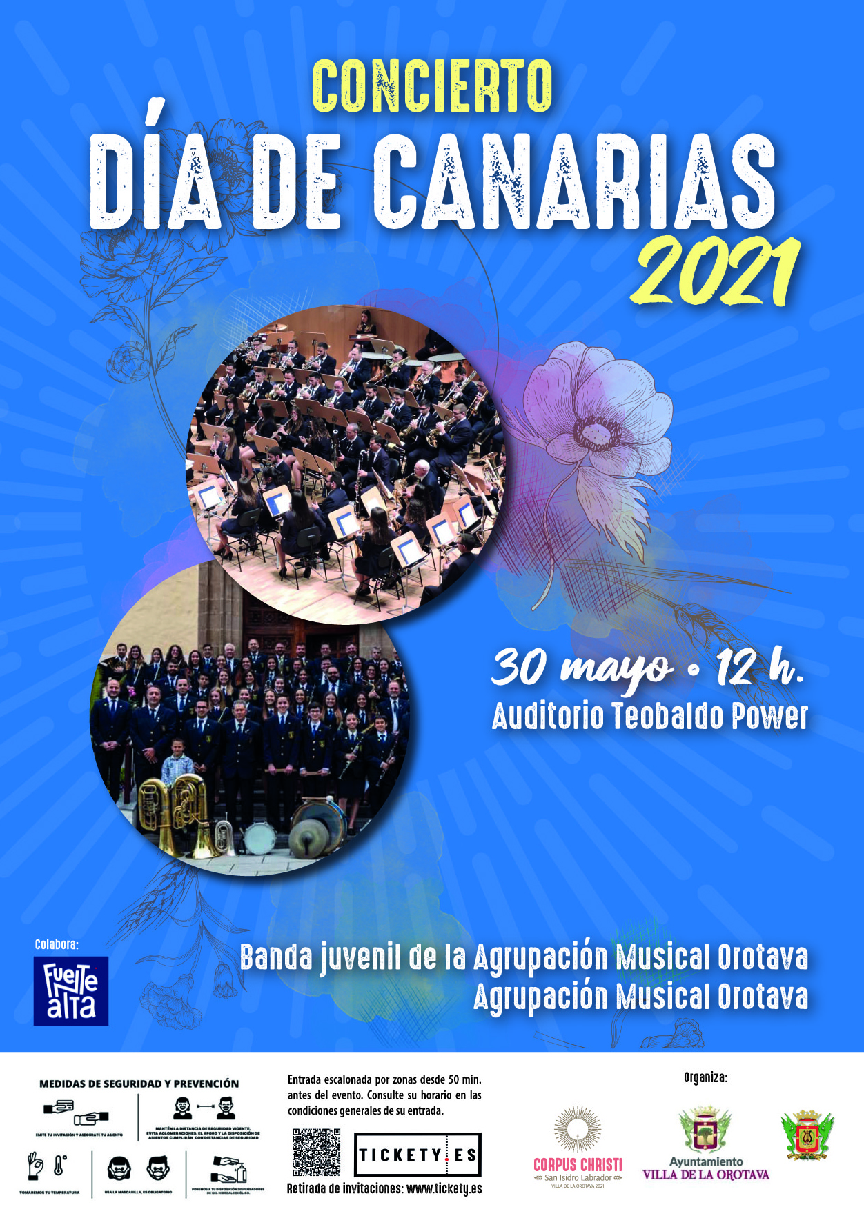 El acto tendrá lugar el próximo 30 de mayo (12:00 horas), en el Auditorio Teobaldo Power, dentro del programa de las Fiestas Patronales de la Villa de La Orotava y será interpretado tanto por la Banda Juvenil como por la Banda de Música