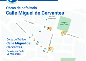 Corte de tráfico Calle Miguel de Cervantes